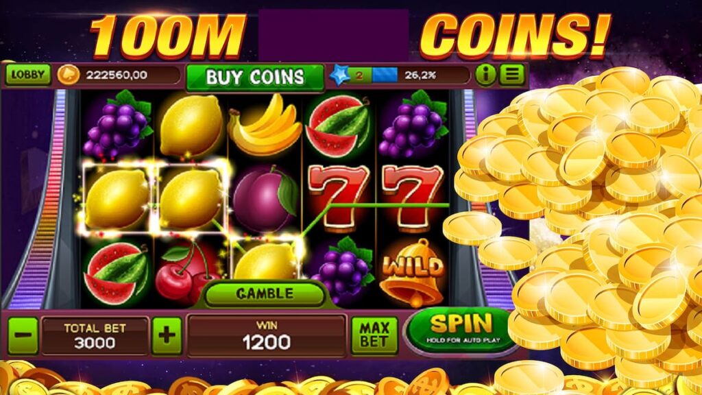 แบนเนอร์สล็อต 100M Coins วงล้อผลไม้และเหรียญทอง